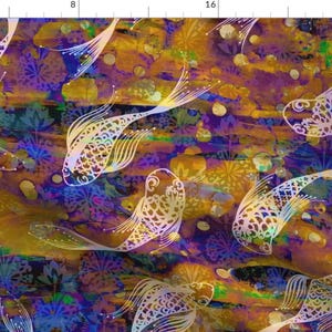 Koi Fabric - Magic Koi By Katebillingsley - Koi Watercolor Modern Abstract Zen Japanese Cotton Fabric By The Yard With Spoonflower
