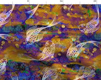 Koi Fabric - Magic Koi By Katebillingsley - Koi Watercolor Modern Abstract Zen Japanese Cotton Fabric By The Yard With Spoonflower