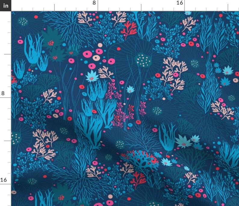 Blue Coral Reefs Underwater Fabric Underwater Sea World Etsy