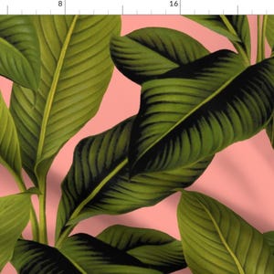 Botanical Palm Fabric - Palm In Palm ~ Pink By Peacoquettedesigns - Tropical Banana Leaf Cotton Fabric By The Yard With Spoonflower