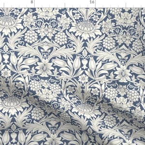 Victorian Floral Fabric - Sunflower Blue by wbbeardie - English Garden William Morris Arts And Crafts Fabric by the Yard by Spoonflower