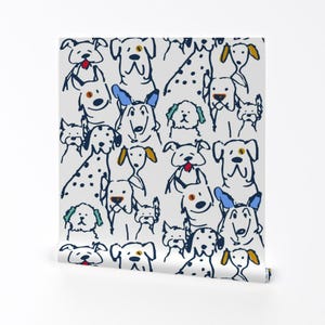 Skurril Hunde Ablösbar Schälen und Stick Tapete - Hund Gekritzel Bunt - Wand Kunst Wand Dekor - Marine Pop Hunde by shellyturnerdesigns