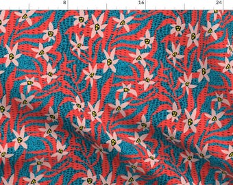 Botanical Fabric - Bazaar Cosmica Wilds by holli_zollinger - Bright Star Dots Dotted Floral Starburst Fabric by the Yard by Spoonflower