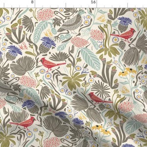 North Carolina Fabric - Piedmont Light By Katie Hayes - Flora and Fauna Wildlife Nature Botanical Cotton Fabric By The Yard With Spoonflower