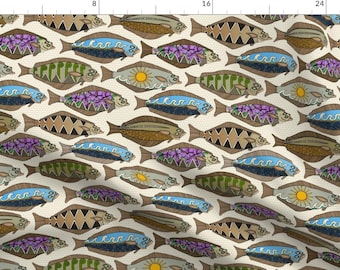 Alaskan Halibut Fabric - Alaskan Halibut Small by scrummy - Flounder Fish School Fishing Arctic Nature  Fabric by the Yard by Spoonflower