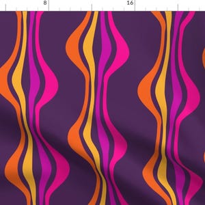 Groovy 1970s Fabric - Grape Expectations by delfuneum - Hot Pink Bright Colors Retro Seventies Dark Purple Fabric by the Yard by Spoonflower image 1