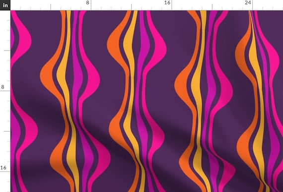 Groovy 1970s Fabric - Grape Expectations by delfuneum - Hot Pink Bright Colors Retro Seventies Dark Purple Fabric by the Yard by Spoonflower