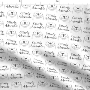 Adorable Otter Fabric - Otterly Adorable In Charcoal By Lilcubby - Otter Cute Baby Animal Nursery Cotton Fabric By The Yard With Spoonflower