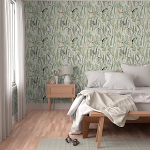 Coastal Wallpaper - Herons In Marsh By Down River Homegoods - Light Green Swamp Bird Removable Self Adhesive Wallpaper Roll by Spoonflower image 5
