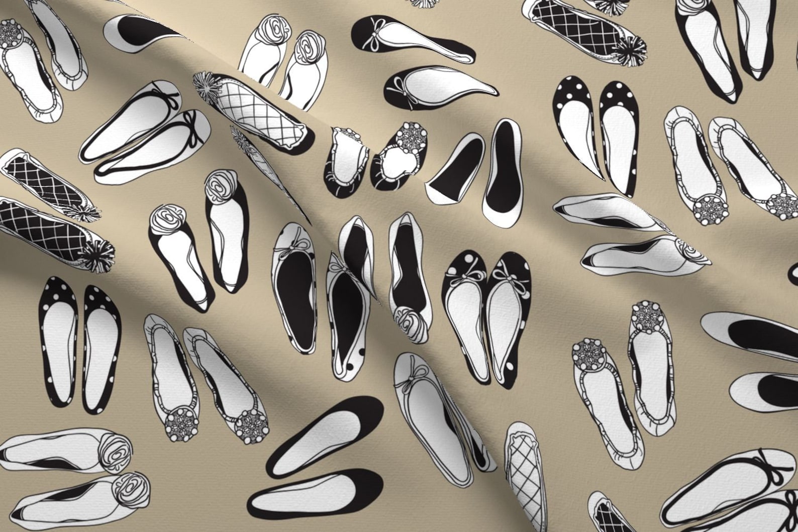 shoes fabric - ballet flats gray by winksmile - ballet flat fashion home decor cotton fabric by the yard with spoonflower