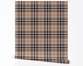 Klassische Beige Karierte Tapete zum Abziehen und Aufkleben - Tan Tartan Southdown - Wall Art Wanddekor - Southdown Tartan by wevingmajor