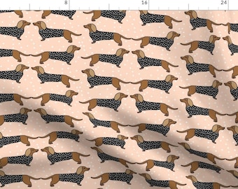 Dog Fabric - Dachshund / Dog Pet Doxie Sausage Dog Blush Print Fabric By Andrea Lauren - Dog Cotton Fabric By The Yard with Spoonflower