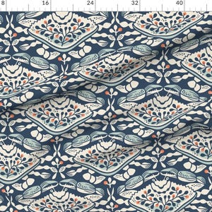 Blue Crab Fabric - Crab Parade by heidi-abeline - Coastal Floral Whimsical Coastal Summer Beach Crustacean Fabric by the Yard by Spoonflower image 2