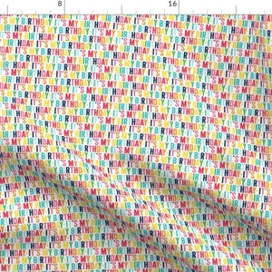 Birthday Fabric - It&#39;S My Birthday Xsm // Rainbow With Navy By Misstiina - Celebratory Typography Cotton Fabric By The Yard With Spoonflower