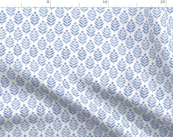 Traditional Floral Fabric - Lotti Blue And White by danika_herrick - Botanical Classic Blue And White Fabric by the Yard by Spoonflower