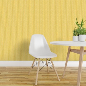 Herringbone Peel and Stick Wallpaper - Yellow White Small Stripe Chevron - Removable Wall Decor Art - Herringbone On Yellow by patterns_etc