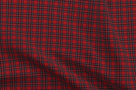 RED TARTAN PLAID CHECK Designer Fabric Scottish Royal Stewart 140cm wide canvas