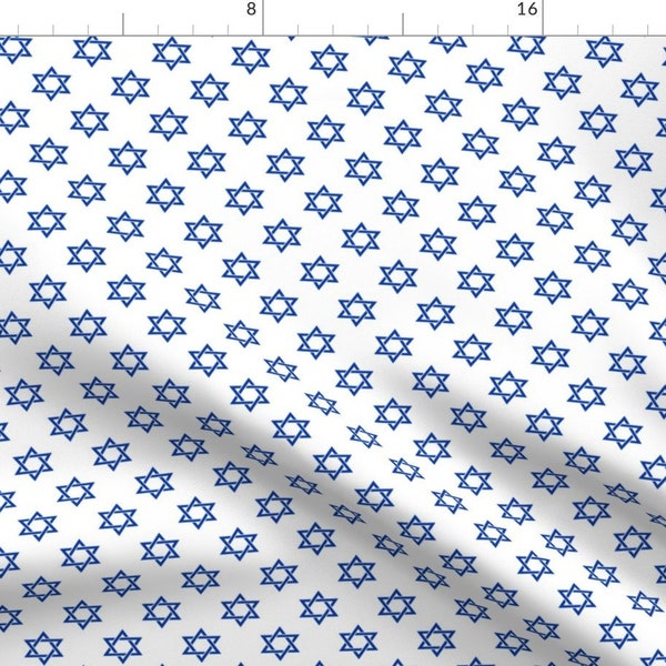 Star of David Fabric - Blue Star Of David On White By Mtothefifthpower - Jewish Holiday Hanukkah Cotton Fabric By The Yard With Spoonflower