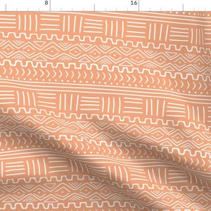 Orange Aztec Design Mud Cloth Fabric - Mudcloth On Orange By Thewellingtonboot - Mud Cloth Cotton Fabric By The Yard With Spoonflower