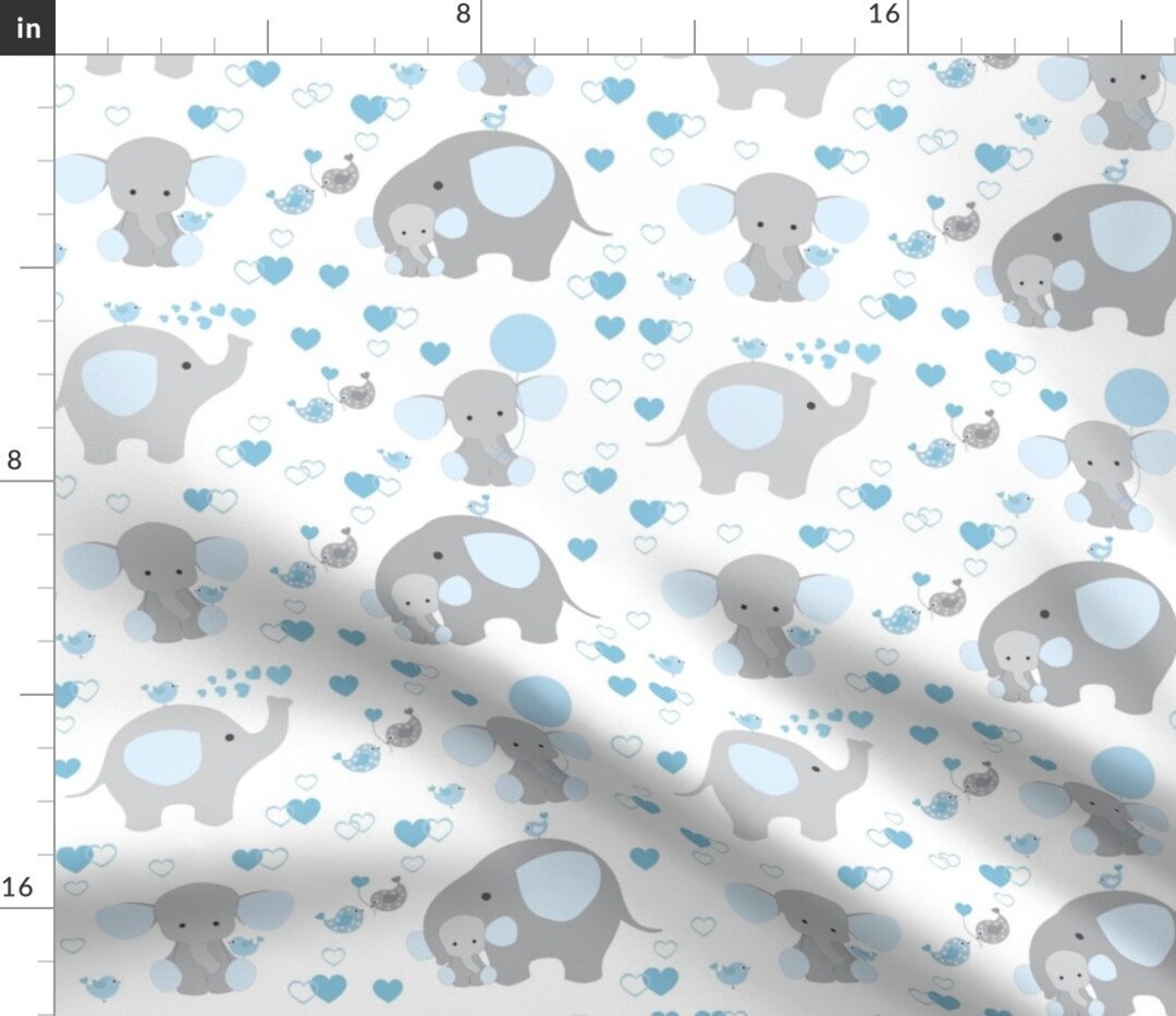 Elephant Nursery Fabric Blue Elephant Baby Boy Nursery by Etsy