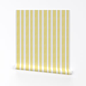 Yellow Removable Peel and Stick Wallpaper -  Painted Stripe Contemporary Stripe - Wall Art Wall Decor - Modern Yellow Stripe by ronya_lake