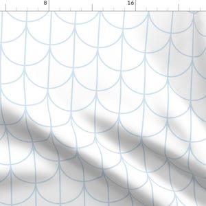 Nautical Fabric - Water Ripples By Friztin - Nautical Water Ripples Ocean Sea Scallops Blue White Cotton Fabric By The Yard With Spoonflower