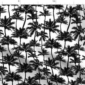 Palm Trees - Black White Small Palm Tree Monochrome Tropical Le By Mirabelleprint- Palm Trees Cotton Fabric By The Yard With Spoonflower