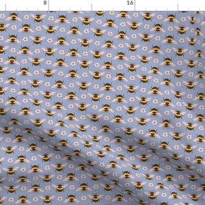 Bees Fabric - Vintage Honey Bees In Blue Jeans By Camilaprints - Shabby Cottagecore Summer Bugs Cotton Fabric By The Yard With Spoonflower