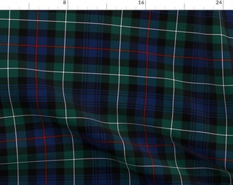 Blue Tartan Plaid Fabric - Mackenzie Tartan by weavingmajor - Green Plaid Red Tartan Scottish Mackenzie Fabric by the Yard by Spoonflower