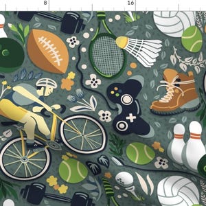 Sports Football Bikes Fabric - Sports And Leisure Activities By Corinnarencreative - Sports Cotton Fabric By The Yard With Spoonflower