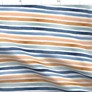 Watercolor Stripes Fabric - Ombre Stripe by crystal_walen -  Retro Blue Boho Orange Yellow Painterly Fabric by the Yard by Spoonflower