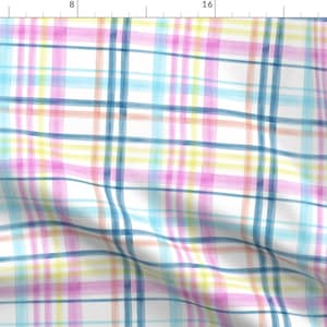 Easter Plaid Fabric - Watercolor By Littlearrowdesign - Spring Pastel Boys Girls Dress Pink Blue Cotton Fabric By The Yard With Spoonflower