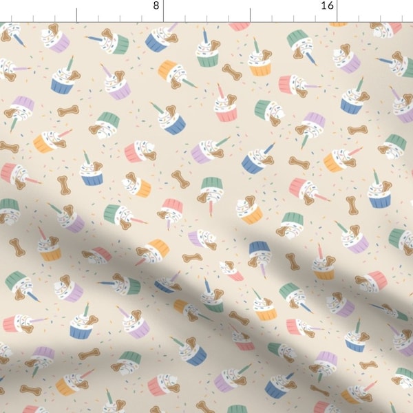 Dog Fabric - Dog Birthday Cupcakes by devondesignco -  Cupcakes Birthday Dog Treats Sprinkles Frosting Fabric by the Yard by Spoonflower