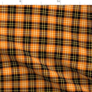 Tartan Fabric - Tartan Halloween By Sef - Tartan Orange Black Plaid Scottish Irish Haunted Autumn Cotton Fabric By The Yard With Spoonflower