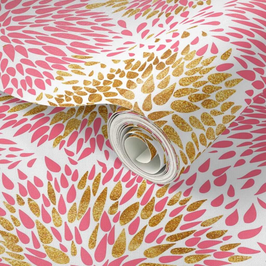 Pom Pom Floral Wallpaper Flower by Holaholga Floral Pink - Etsy