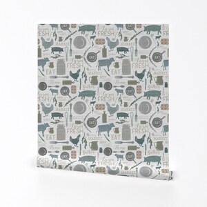 Farmhouse Wallpaper - Sing For Your Supper Gather Round Give Thanks - Custom Printed Removable Self Adhesive Wallpaper Roll by Spoonflower image 2