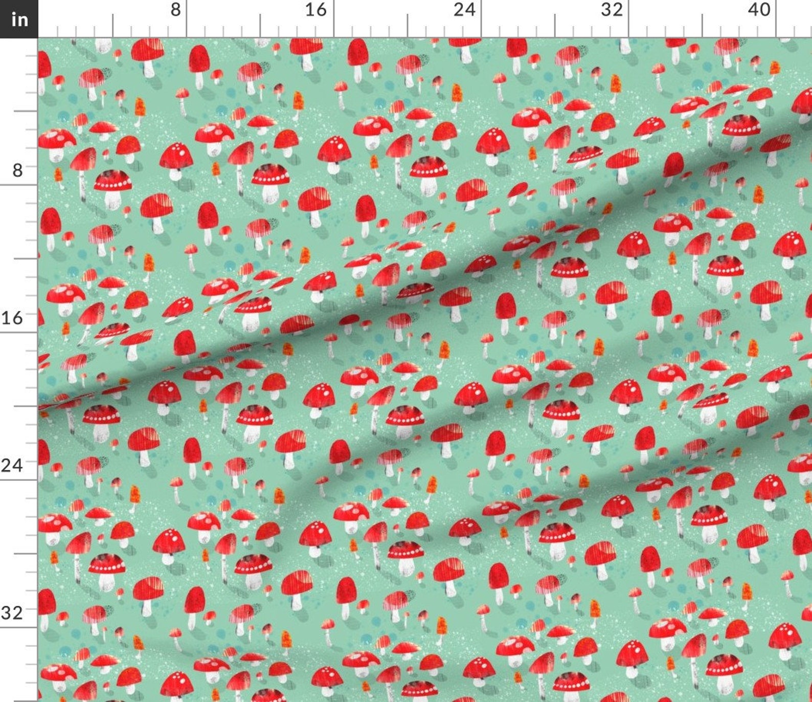 Mod Mushrooms Fabric Mushrooms by Wideeyedtree Whimsical Etsy