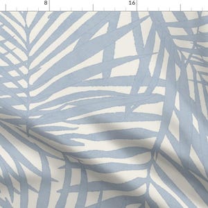 Modern Tropical Fabric - Soft Blue Palm by danika_herrick - Coastal Beach Large Scale Palm Fronds  Fabric by the Yard by Spoonflower