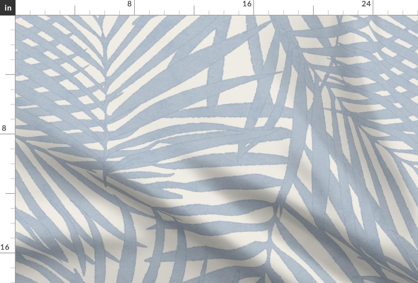 Modern Tropical Fabric - Soft Blue Palm by danika_herrick - Coastal Beach Large Scale Palm Fronds  Fabric by the Yard by Spoonflower