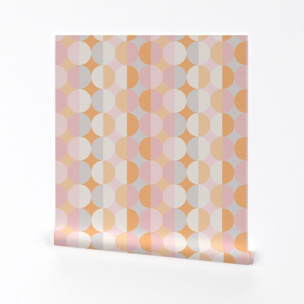 Pastel Retro Wallpaper - Creative Dreams by pippa_shaw - Blush Pink Peach Pastel Orange Removable Peel and Stick Wallpaper by Spoonflower