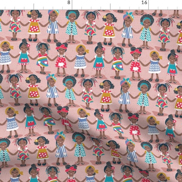 Girls Fabric - One Dress For One Smile By Selmacardoso - Pink Girls Dress African Culture Love Cotton Fabric By The Yard With Spoonflower