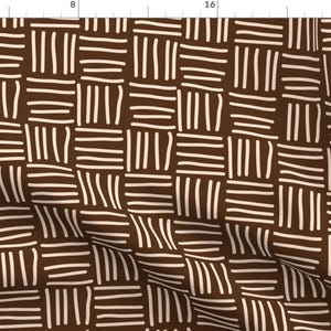 Brown Mudcloth Fabric - Lines Brown By Bluelela - Neutral Earth Tones African Inspired Crosshatch Cotton Fabric By The Yard With Spoonflower