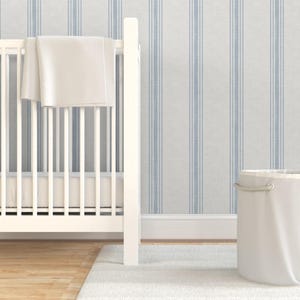 Blue Ticking Stripe Peel and Stick Wallpaper - French Farmhouse Country Rustic - Removable Wall Decor Art - French Provincial by kittenlane image 6