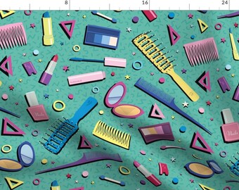 Retro Material Girl Fabric - Material Girl By Gray - Retro Cosmetics Cotton Fabric By The Yard With Spoonflower