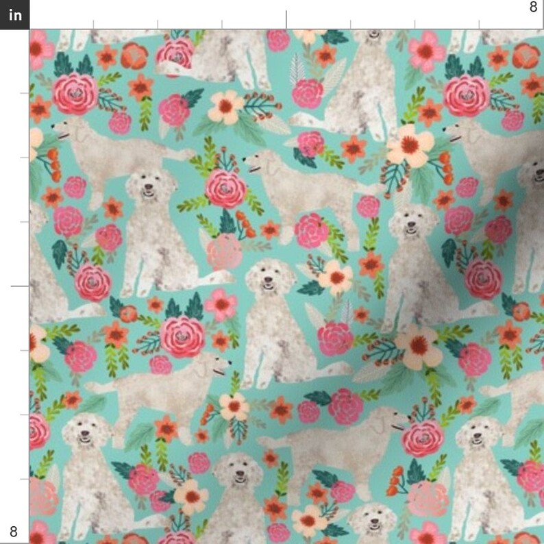 Golden Doodle Dog Fabric Cute Golden Doodles Florals Flowers Etsy