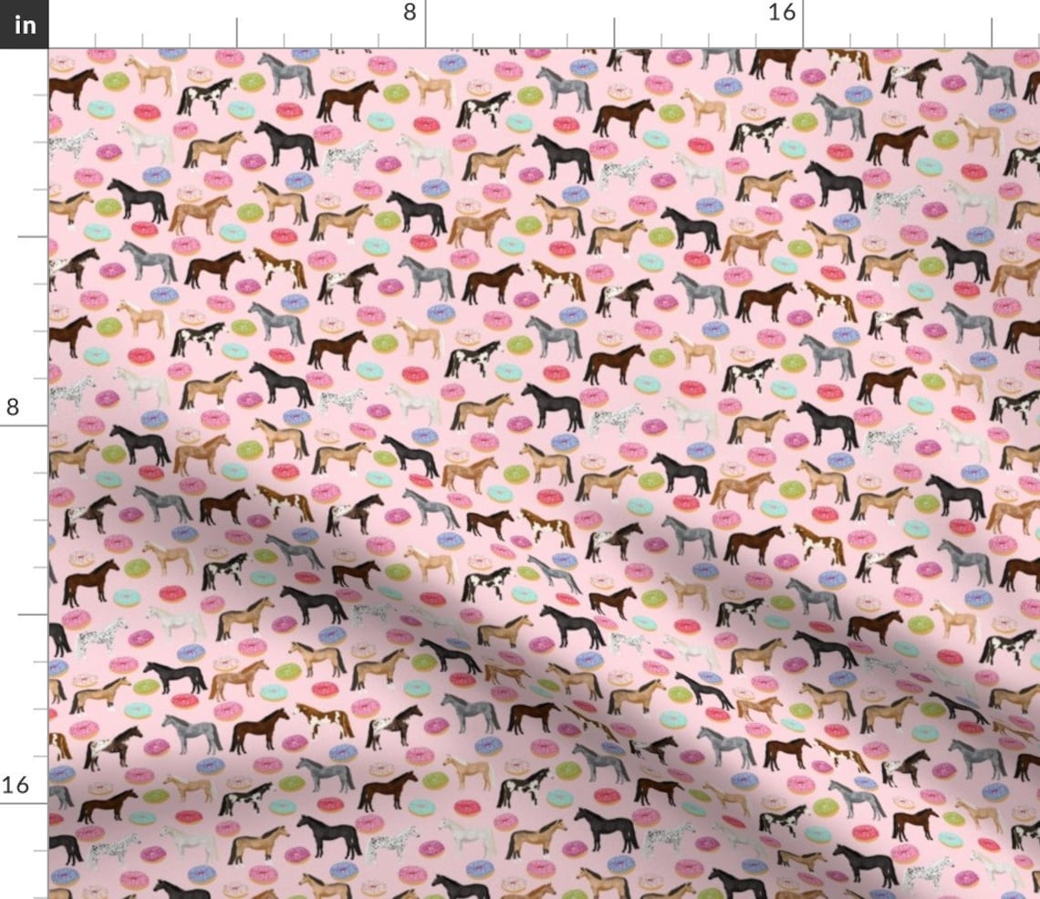 Horse Fabric Horse Donuts Cute Riding Horses Donut Design Etsy