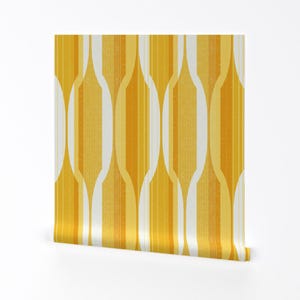 Carta da parati rimovibile Mid Century Peel and Stick - Moderno girasole giallo geometrico minimalista - Decorazione murale - Hex Ogee di friztin