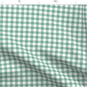 Spring Green Plaid Fabric - Green Gingham by hey_cute_design - Small Scale Gingham Buffalo Check Fabric by the Yard by Spoonflower