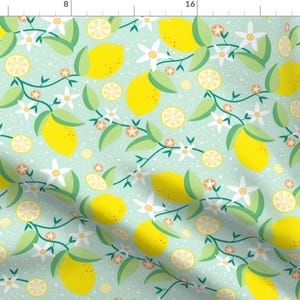 Lemon Fabric - Lemon Tree In Green By Heleenvanbuul - Modern Kitchen Decor Lemons Cotton Fabric By The Yard With Spoonflower