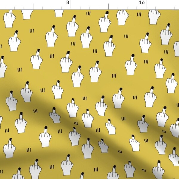 Middle Finger Fabric - So Rude Stay Strong And Fuck You Giving Mustard By Littlesmilemakers - Cotton Fabric By The Yard With Spoonflower